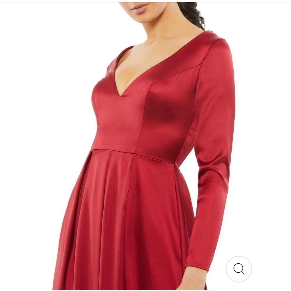 Mac Duggal Red Satin Long Sleeve Satin Formal Prom Pageant Gown Dress Size 8 - Picture 3 of 11